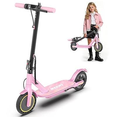 WERHY Foldable Kids Electric Scooter for Aged 6-10, 350W Motor, Max 12/16Miles Long Range, 19 MPH Max Speed, 8.5" Solid Tire, Lightweight Foldable E-Scooter with Dual Braking, Digital Display