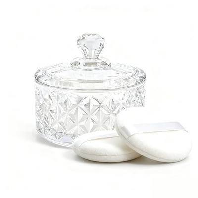 Large Body Powder Puff and Container - 2 Powder Puffs for Women Bath and Face Dusting Powder, Makeup Setting Powder Applicator for Talcum or Loose Powder (White)