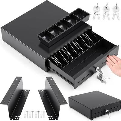 Geelin 13 Inch Manual Push Open Cash Register Drawer with Under Counter Mounting Bracket Sliding Deal Cash Tray Heavy Duty Register for Small Businesses 4 Bill 5 Coin