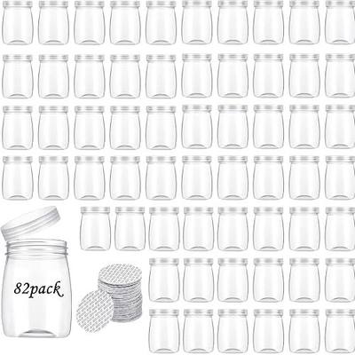 Mini Pudding Jars 82Pack, 6oz/170ml Plastic Favor Jar with Lids, Candy jars,Yogurt Containers with Pressure Sensitive Seal, Mason Jar,Jam,Bath Salt Jars Wedding Favors Honey Pot