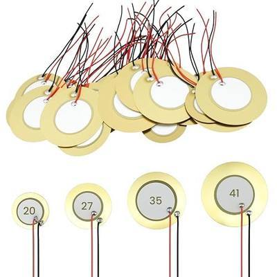 32Pcs Piezo Disc Transducer, 4 Sizes 20mm, 27mm, 35mm, 41mm, Contact Microphone Pickups with Wires for Acoustic Guitar, Drum Triggers, Acoustic Instruments