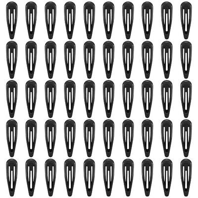 Glossy Black Snap Hair Clips, 50 PCS Hair Barrettes for Women | Classic black hair clips for daily styling and minimalist accessories, 2 inch