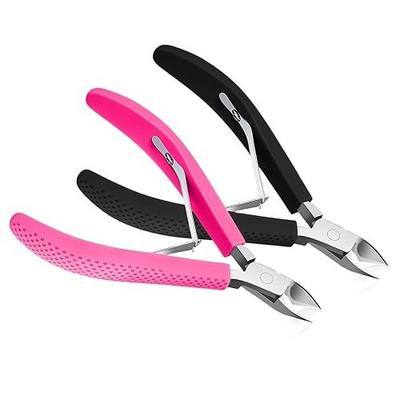 Fine Edge Cuticle Trimmer & Nippers Silicone Handle-Black/Rose-2PCS | Non-slip Handle, Carbon Steel, Precise Removal, Durable, Washable, Nail Clippers, Include Scissors