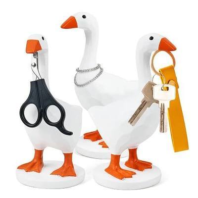Magnetic Desk Goose 7.5 Inch Cute Office Decor with Strong Magnet | 7.5 in resin goose decor. Strong magnet can hold heavy keys.Weighted base for improved stability.