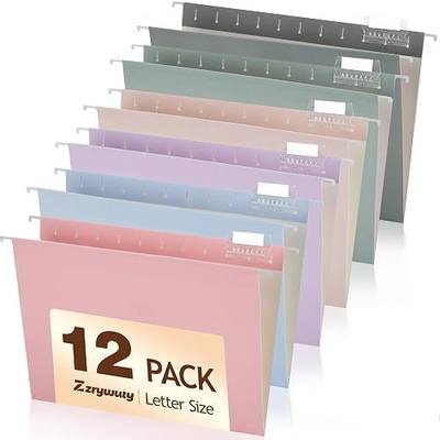 Zzrywuty Hanging File Folders Letter Size, 12-Pack Hanging File Folder with 1/5-Cut Tabs, Pastel File Folders Hanging Organizers for Filing Cabinet, Bulky Files & Medical Charts