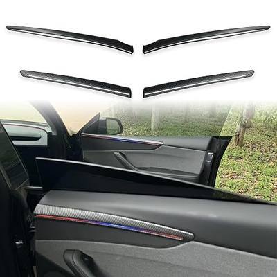 Fit Tesla Model Y Juniper Forint Door Panel Trim For 2025 2026 Model Y Juniper Rear Door inner Armrest Panel Cover Decorative Accessories 4PCS(Matte Carbon Pattern)