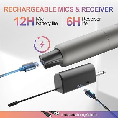 Aveek 4-Pack Wireless Microphone Set, Rechargeable Dynamic Mics, 100ft Range, 12-Hour Battery, Low Latency Sound for Karaoke, Singing, Church, Wedding, DJ & Events