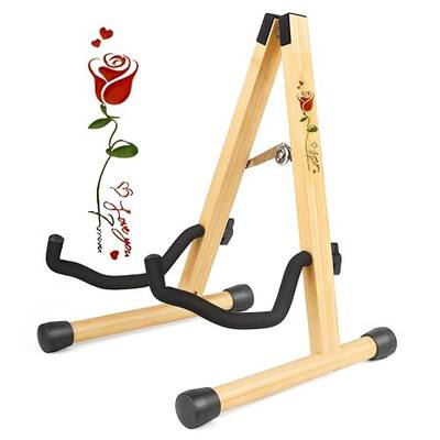 MUSO Guitar Stand,Acoustic Guitar Stand,Wood Classical Electric Guitar Stand,Foldable Bass Guitar Stand,Guitar Accessories also fit Violin,Ukulele Travel Guitar Stand,New Year/X-mas gift(I Love You)
