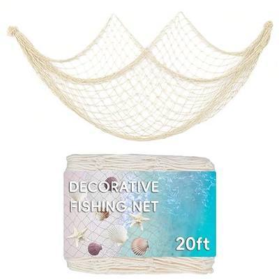20 ft Fishing Net Decor, Large Fish Net Decorations | Decorative Fishing Net for Pirate Mermaid Ocean Beach Hawaii Under The Sea Nautical-Themed Party