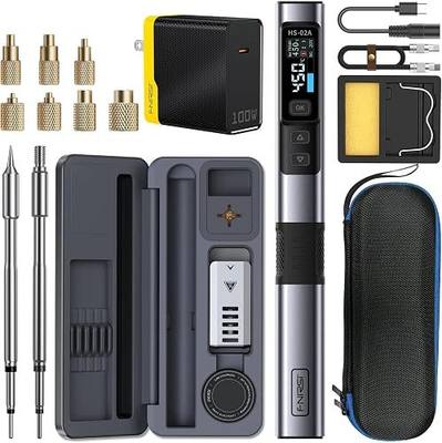 FNIRSI HS02A 100W Corded Heat Set Insert Tool Soldering Iron Kit 3S Heating | Adapter Powered, 3 Preset Temps, for 3D Printed, Plastic Parts, Electronics Repair, M2-M8 Threaded Brass Insert Nuts