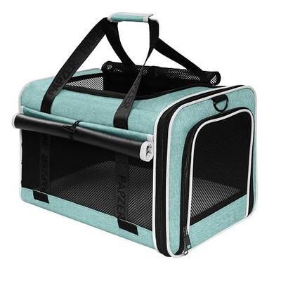 Cat Carrier for Travel, Soft-Sided, Top Loading, Privacy Curtain, to 20 lbs | Medium Pet Carry Bag Anxious Cat, Vet Visits Car Transport, Luggage Sleeve Suitcase Attachable Small Puppy Crate Kennel Teal