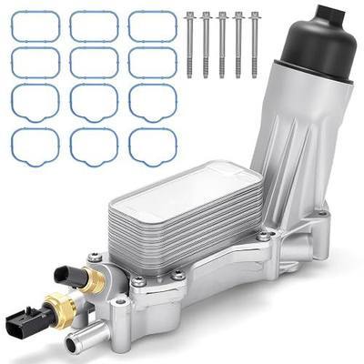 926-876 926-959 Upgraded Aluminum Engine Oil Filter Housing with Oil Cooler - Fit For 2011-2016 Chrysler 200 300, Dodge Charger, Grand Cherokee, Wrangler 3.6L V6 Engine - Replaces# 68105583AF