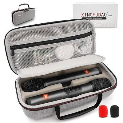 XINGFUDAO Wireless Microphone Case Compatible with JBL Wireless Two Microphone, Carrying Case for 2 Handheld Mic, Mic Storage and Travel Bag (Light Grey)