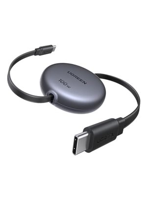 UGREEN 100W Retractable USB C Cable, Fast Charging, Black, 3.3FT