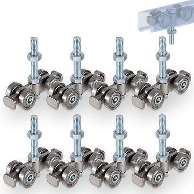 Tallew 8 Pcs Silver 4 Wheel Silent Trolley Assembly Rollers for Use with 1-5/8" Wide and All 1-5/8" or Taller Strut Channels with M10 Bolt