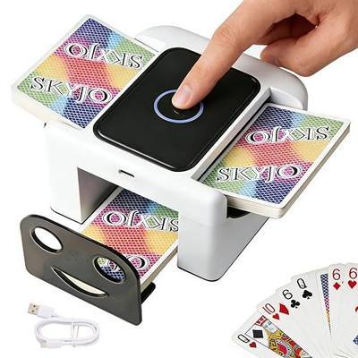 M5 Smart Automatic Card Shuffler for 2 Decks, One-Press Card Shuffler Machine, USB-C Rechargeable, Low Noise, Portable, Fast Shuffle for UNO, Skip-Bo, Skyjo, Canasta (White)