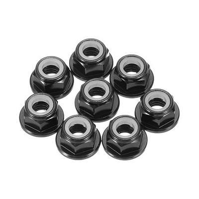MECCANIXITY 8 Pcs M5 Pitch 0.8mm Aluminum Alloy Lock Nuts Flanged Hex Nuts Nylon Locking Serrated for RC Drone Quadcopter Motor Prop Adapter FPV Parts Fasteners, Black