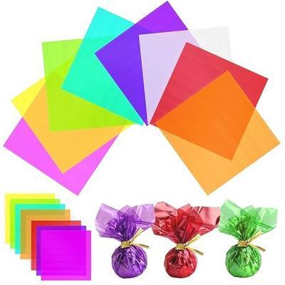Ceydoew 120 Pcs Colored Cellophane Sheets, Easily Shaped Cellophane paper, Cellophane Wrap for DIY Crafts, Holiday Decorations, Small Gifts Packaging, Window Decorations. (7.5 x 7.5 Inch)