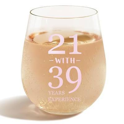 60th Birthday Gifts for Women – Wine Glasses 15oz, 60th Birthday Decorations for Women, Funny Birthday Gift Ideas, Happy Celebration Party Supplies, Unique 60 Year Old Presents (Light pink)