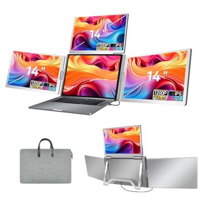 FQQ 14" Laptop Screen Extender, Triple Screen Laptop Monitor Extender