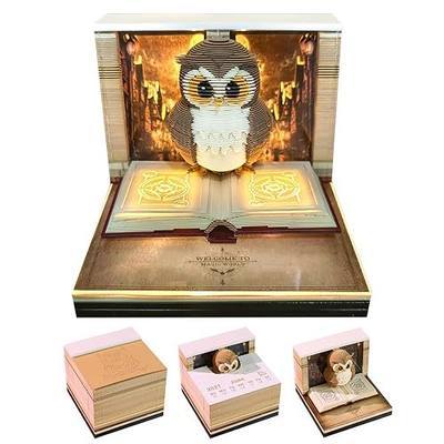 3D Time Piece Calendar, 2027 Desk Calendar With LED Light, 3d Tree Memo Pad Creative Desk Calendar, Christmas Gift for Colleague Friend, Desktop Decoration(Owl)