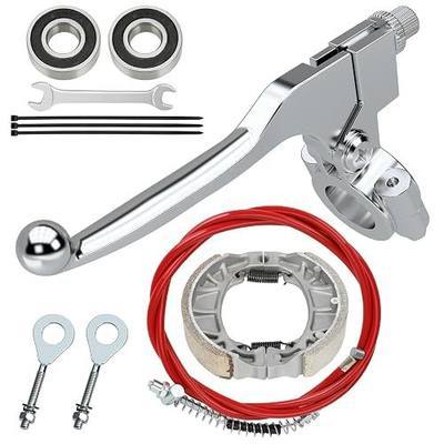 Mini Bike Drum Brakes Kit Compatible with Coleman CT200U BT200X Baja Warrior Heat Massimo MB165 MB200 Predator 212cc 196cc Engine Minibike Accessories Parts 7/8 Handle Lever 105mm Brake Shoes