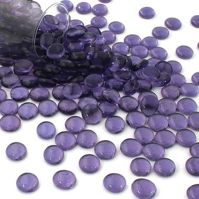 2.17lb Purple Flat Glass Beads Marbles for Vase Fillers Tank Decor | Smooth Flat Pebbles 0.65-0.75" For Fish Tank Rocks Vase Fillers Floral DIY Home Decor Crafts & Mancala Game