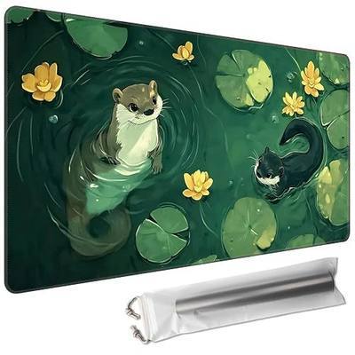 MTG Playmat 27.5 x 15.7in Includes Storage Bag,TCG Playmat with Soft Surface Premium Non-Slip Rubber Backing Stitched Edges Durable Gaming Mat,Swimming Otters