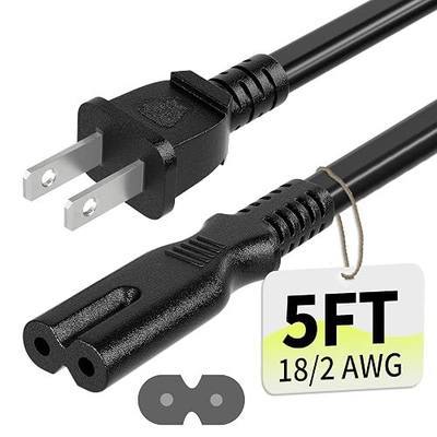 Vockjour 2 Prong AC Power Cord 5Ft Black, Universal Power Cable Replacement for Sony PS5/PS4/PS3 Slim, PlayStation 5 4 3, Xbox One X/S, Xbox Series X/S, TV, Printer-ETL Listed