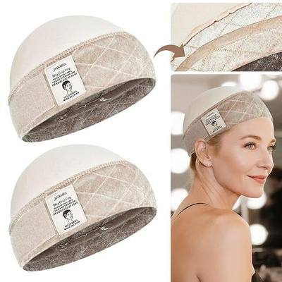Wig Grip Cap with Silicone Strip to Keep Wigs in Place, 2-in-1 Soft Comfortable Wig Caps for Women Non Slip, Nude 2 PCS
