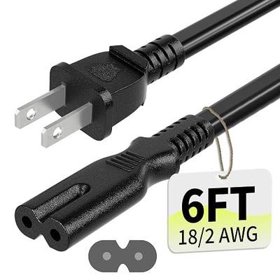 Vockjour Universal 6ft(1.8m) Power Cord, 2-Prong Pure Copper ETL, Black | Figure 8 Replacement for Sony PS5/PS4/PS3 Slim PlayStation 5 4 3 Xbox One X/S Xbox Series X/S Apple TV Printer Speaker