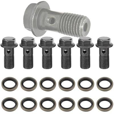 M10x1.0 Banjo Bolt 6PCS,22MM Long Single Banjo Bolt Brake Fitting Adapter with 12PCS Copper Washers,Brake Fitting Adapter Bolt,Brake Hydraulic Hose to Caliper Bolt for Brake Caliper Master Cylinder