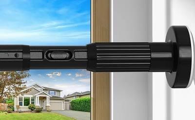 Black Tension Curtain Rod 41-126 In,Outdoor Curtain Rod | No Drilling for Window,Heavy Duty Shower Rod,Rod Diameter 1.26In-One-bond stretching