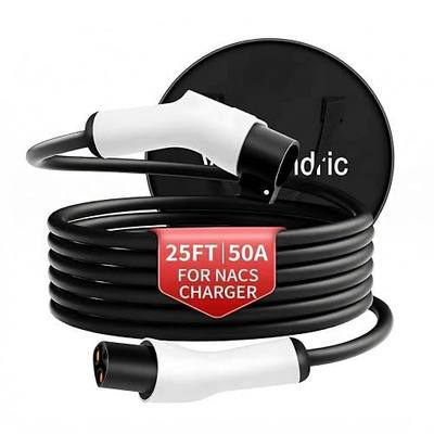 25FT NACS EV Charging Extension Cable for Tesla, 240V 50A Max | Heavy-duty 8AWG Tesla home charger extension cord for garage, carport and driveway use; IP55-rated; not for Superchargers