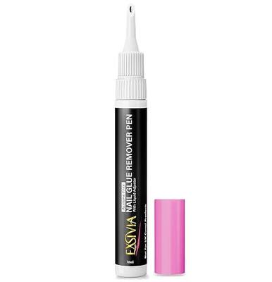 EXSIVIA Nail Glue Remover Pen 10ml Refillable Acetone Free Precision Nozzle with Cuticle Pusher Safely Removes Press On Nails & Glue Gentle on Natural Nails Odorless Formula