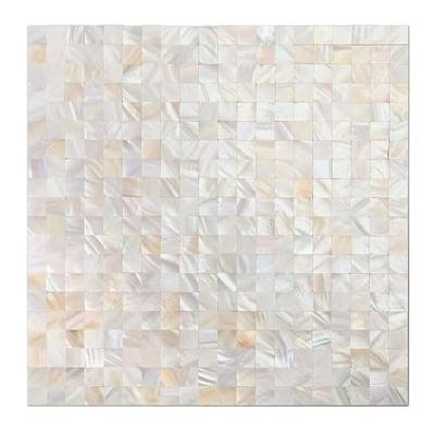 Yew & Tulip Mother of Pearl Peel and Stick Tile Backsplash for Kitchen, 12” x 12” Small Grid Seamless Adhesive Mosaic Wall Tile (Natural White Mini, 1 Sheets)