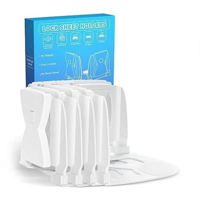 Fitted Sheet Holders for Corners Upgrade Bed Sheet Grippers Dual-Side Lock Design, 4Pcs Bed Sheet Holders for Corners Heavy Duty Sheet Clips Fitted All Mattress Sizes, Lock Sheet Holders Keep Firm