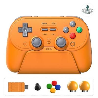 8BitDo Pro 3 Bluetooth Controller for Switch/Switch 2,TMR Joysticks,Programmable Pro Back Buttons&R4/L4 Bumpers,Hall/Tactile Triggers,Swappable ABXY Buttons,for Windows,Apple,SteamOS,Android (Orange)