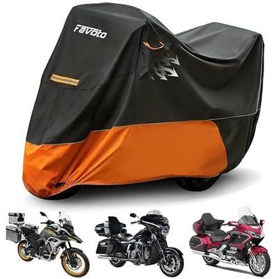 Favoto Motorcycle Cover for Harley Davidson Heavy Duty 420D Oxford | Touring Motorcycle Cover Waterproof Outdoor for Street Glide, Road Glide, Road King, Ultra Limited, CVO Fits up to 110"