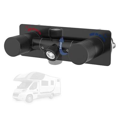 4" All Metal RV Shower Faucet Valve, Direct Replacement for Leaking Camper Shower Valves, Heavy-Duty Brass Diverter for Indoor/Outdoor Use, Leak-Proof & Easy Install, Matte Black