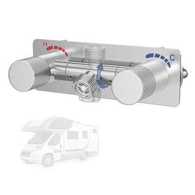 4" All Metal RV Shower Faucet Valve, Direct Replacement for Leaking Camper Shower Valves, Heavy-Duty Brass Diverter for Indoor/Outdoor Use, Leak-Proof & Easy Install, Brushed Nickel