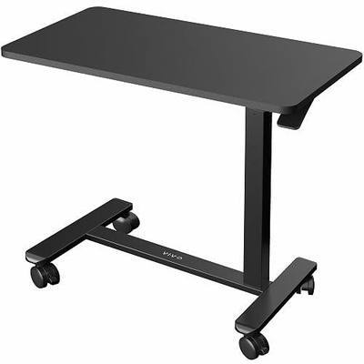 VIVO Black Mobile 28 x 16 inch Over Couch Laptop Table, CART-V28L | Height Adjustable Bedside Desk for Recliner, Laptop Cart with Hidden Caster Wheels, Holds 17.6 lbs