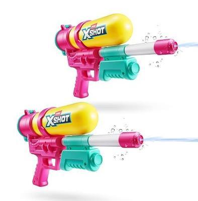 XSHOT Water Fast-Fill 80s Super Splash Water Blaster 2 Pack (Yellow) by ZURU – Vintage-Style with Fast-Fill Tech, 33ft Range & 750ml Tank, Outdoor Summer Water Toy for Kids Ages 6+