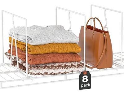 Wire Shelf Dividers for Closet: Clothes, Purse, Sweater Organizer, Vertical White Metal Rack Separators for Pantry, Bedroom, Kitchen Organization on Shelving (12" D x 10.6" H, 8 Pack)