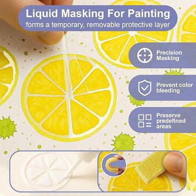 1DFAUL 60ml Masking Fluid for Art Watercolor Painting, Easy Peel-Off(White) | Precise White Space, Water Based Latex, for Artists, Beginners, DIY Canvas Protection