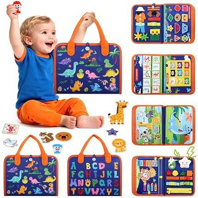 GOLIYEAN Toddler Busy Board - Montessori Toys for Toddler Boy Birthday Gifts, Educational Learning Sensory Busy Book for Toddlers, Quiet Activity Books for Toddlers, Airplane Car Travel Toys