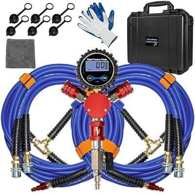 4 Tire Inflation System, Fits Up to 200" Wheelbase, Rapid High Flow 4 Way Tire Inflator with Hard Case, Lock-On Air Chucks Manifold, Digital Gauge, Portable Off Road Tire Deflator