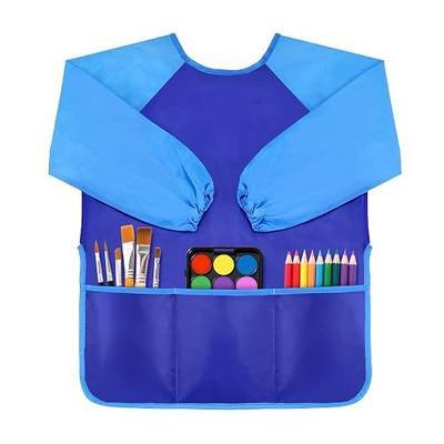 DaiUni Art Smock for Kids, Toddler Paint Smock Painting Apron, Children Apron With Long Sleeve and 3 Pockets for Age 2-6