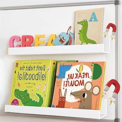 2 Pack RORKIM 15 Inch Acrylic Magnetic Whiteboard Shelves with Pen Holder | Display for Classroom Furniture,Office,Refrigerator,School Supplies-White