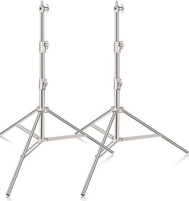 EMART 9.2ft/2.8m Stainless Steel Light Stand, Spring Cushioned-2 Pack | Heavy Duty Photography Tripod with 1/4" to 3/8" Universal Adapter for Parabolic Softbox, Strobe, Monolight, Reflector